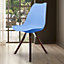 Soho Light Blue Plastic Dining Chair with Pyramid Dark Wood Legs