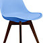 Soho Light Blue Plastic Dining Chair with Squared Dark Wood Legs