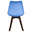 Soho Light Blue Plastic Dining Chair with Squared Dark Wood Legs