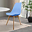 Soho Light Blue Plastic Dining Chair with Squared Light Wood Legs