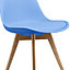 Soho Light Blue Plastic Dining Chair with Squared Light Wood Legs