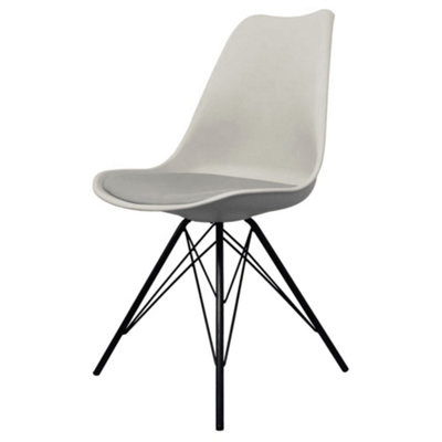 Soho Light Grey Plastic Dining Chair with Black Metal Legs