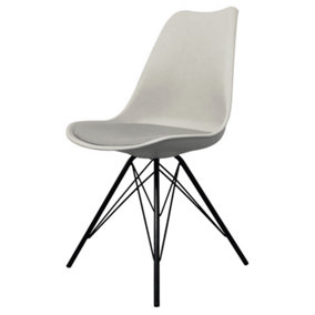 Soho Light Grey Plastic Dining Chair with Black Metal Legs