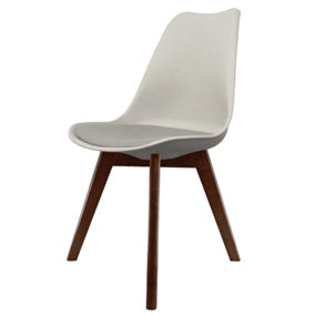 Soho Light Grey Plastic Dining Chair with Squared Dark Wood Legs