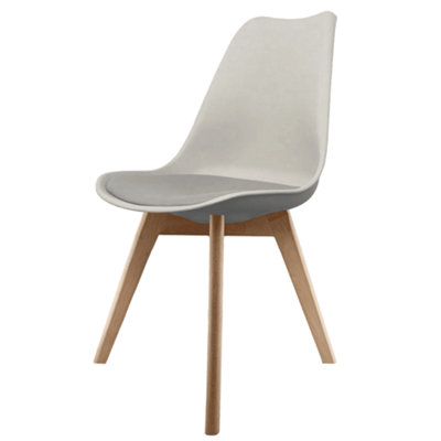 Soho Light grey Plastic Dining Chair with Squared Light Wood Legs