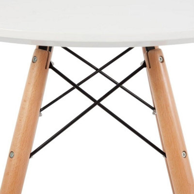 Soho Medium White Circular Dining Table with Beech Wood Legs