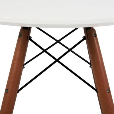 Soho Medium White Circular Dining Table with Walnut Wood Legs