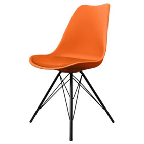 Soho Orange Plastic Dining Chair with Black Metal Legs