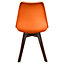 Soho Orange Plastic Dining Chair with Squared Dark Wood Legs
