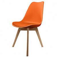 Soho Orange Plastic Dining Chair with Squared Light Wood Legs