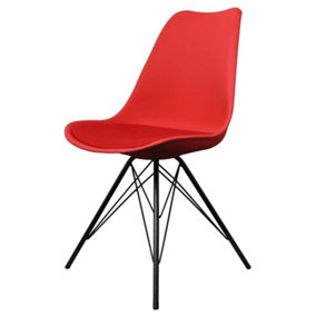 Soho Red Plastic Dining Chair with Black Metal Legs