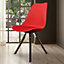 Soho Red Plastic Dining Chair with Pyramid Dark Wood Legs