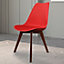 Soho Red Plastic Dining Chair with Squared Dark Wood Legs