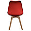Soho Red Plastic Dining Chair with Squared Light Wood Legs