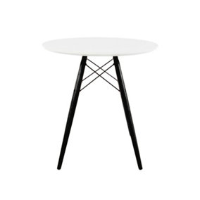 Soho Small White Circular Dining Table with Black Wood Legs