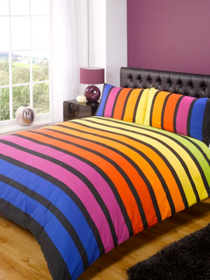 Soho Strip Polycotton Duvet Set With Pillowcase