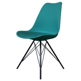Soho Teal Plastic Dining Chair with Black Metal Legs