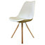 Soho Vanilla Plastic Dining Chair with Pyramid Light Wood Legs