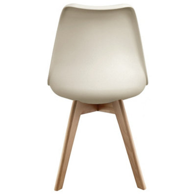 Soho Vanilla Plastic Dining Chair with Squared Light Wood Legs