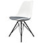 Soho White and Dark Grey Plastic Dining Chair with Black Metal Legs