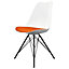 Soho White and Orange Plastic Dining Chair with Black Metal Legs