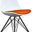 Soho White and Orange Plastic Dining Chair with Black Metal Legs