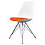 Soho White and Orange Plastic Dining Chair with Chrome Metal Legs