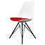Soho White and Red Plastic Dining Chair with Black Metal Legs