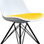 Soho White and Yellow Plastic Dining Chair with Black Metal Legs