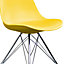 Soho White and Yellow Plastic Dining Chair with Chrome Metal Legs
