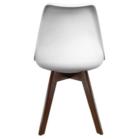 Soho White & Aqua Plastic Dining Chair with Squared Dark Wood Legs