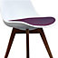 Soho White & Aubergine Plastic Dining Chair with Squared Dark Wood Legs