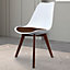 Soho White & Chocolate Plastic Dining Chair with Squared Dark Wood Legs