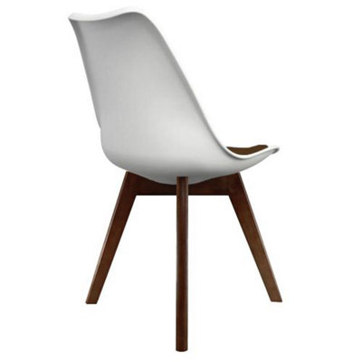 Soho White & Chocolate Plastic Dining Chair with Squared Dark Wood Legs