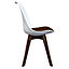 Soho White & Chocolate Plastic Dining Chair with Squared Dark Wood Legs