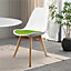 Soho White & Green Plastic Dining Chair with Squared Light Wood Legs