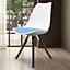 Soho White & Light bLue Plastic Dining Chair with Pyramid Dark Wood Legs