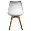 Soho White & Light Blue Plastic Dining Chair with Squared Light Wood Legs