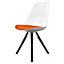 Soho White & Orange Plastic Dining Chair with Pyramid Dark Wood Legs