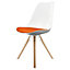 Soho White & Orange Plastic Dining Chair with Pyramid Light Wood Legs