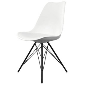 Soho White Plastic Dining Chair with Black Metal Legs