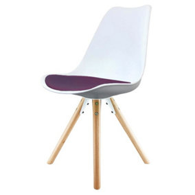 Soho White & Purple Plastic Dining Chair with Pyramid Light Wood Legs