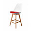 Soho White & Red Plastic Bar Stool with Light Wood Legs