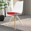 Soho White & Red Plastic Dining Chair with Pyramid Light Wood Legs