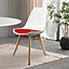 Soho White & Red Plastic Dining Chair with Squared Light Wood Legs