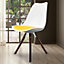 Soho White & Yellow Plastic Dining Chair with Pyramid Dark Wood Legs