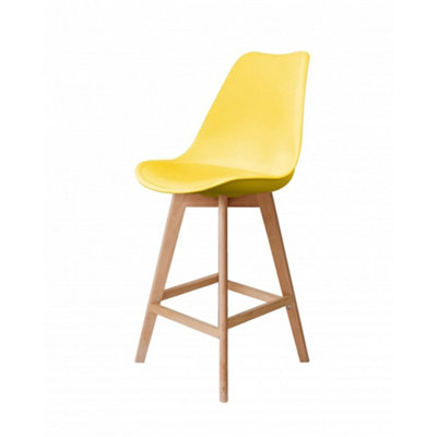 Soho Yellow Plastic Bar Stool with Light Wood Legs