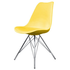 Soho Yellow Plastic Dining Chair with Chrome Metal Legs