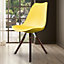 Soho Yellow Plastic Dining Chair with Pyramid Dark Wood Legs