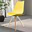 Soho Yellow Plastic Dining Chair with Pyramid Light Wood Legs